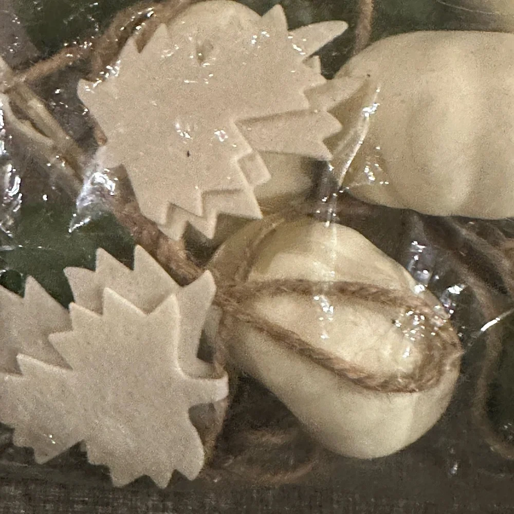 3 Sets of Pumpkin Garland with leaves 6 feet each White & Green Fall Decor NEW